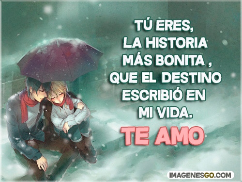 Tú eres, la historia más bonita , que le destino escribió en mi vida..